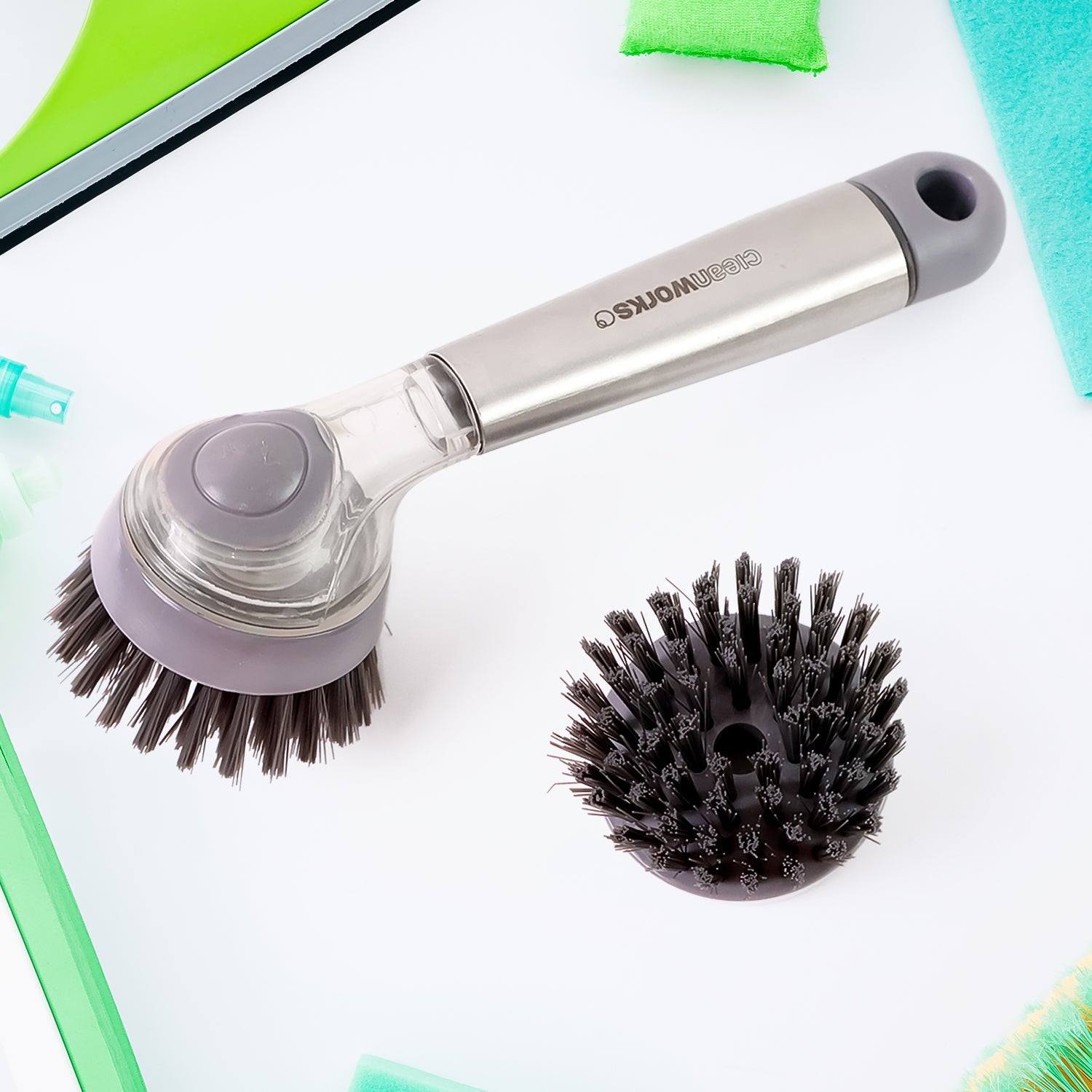 Cleaning Brushes Set, Scrub Brush Bathroom Brush, Long Handle Liquid Dispenser Pot Washing Brush Cleaning Brushes Set, Scrub Brush Bathroom Brush, Long Handle Liquid Dispenser Pot Washing Brush